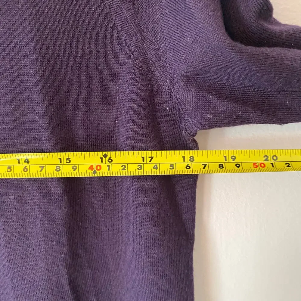 J. Jill Plum Purple Merino Wool Crewneck Sweater Minimalist Women's size Small